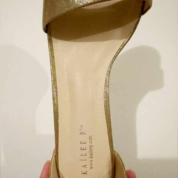 Kailee P Metallic Block Heel Sandals with Mini Rhinestones - Picture 3 of 3